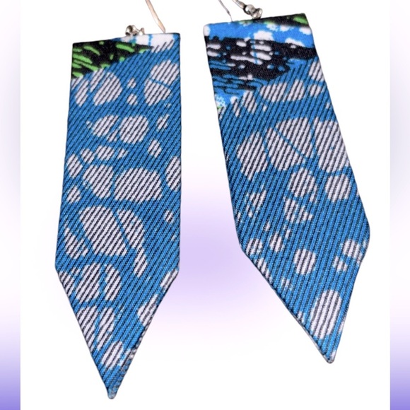 Ankara fabric handmade rectangular earrings - Picture 1 of 8
